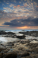 sunset, tidepools, water, and clouds at Bean Hollow State Beach