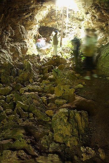 Walking inside a Lava Tube on Santa Cruz Island