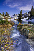 Late afternoon High Sierra view at the outlet of Minaret Lake