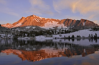 Glowing sunset at Disappoinement Lake in the High Sierra