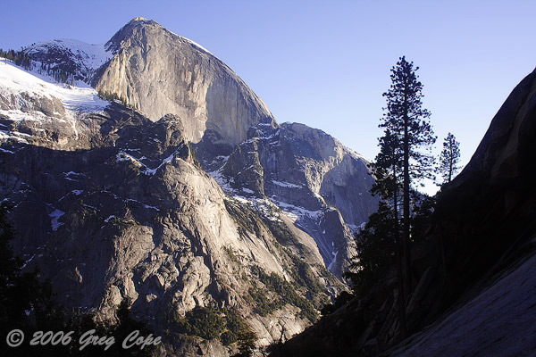 Half Dome towering across Yosemite Valley from Snow Creek