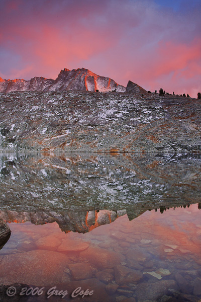 Dramatic sunset in Sphinx Lakes Basin
