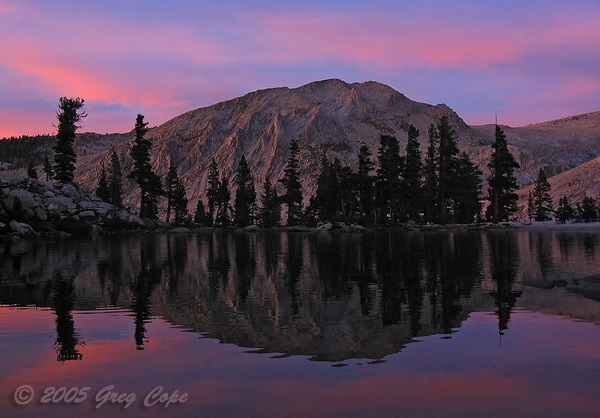 Twilight colors relfecting in Pear Lake