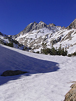 Early spring in snow covered Vidette Lakes Basin, Kings Canyon National Park