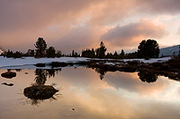 Yosemite Fletcher Lake sunset fog